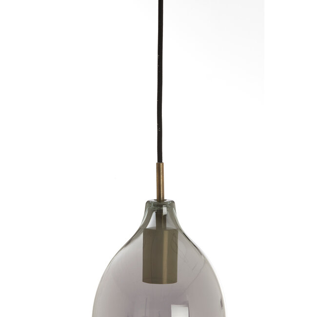 Light en Living Hanglamp 3L Ø35x32 cm LUKARO antiek  brons+glas smoke