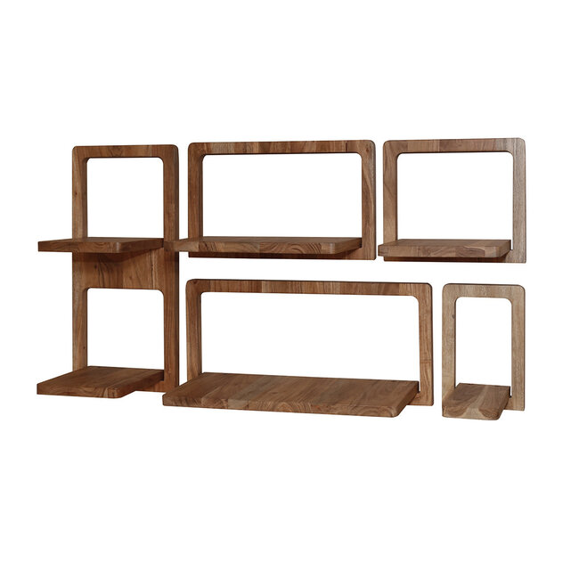 WoonStijl Wandschap Curvy Acacia - Set van 5