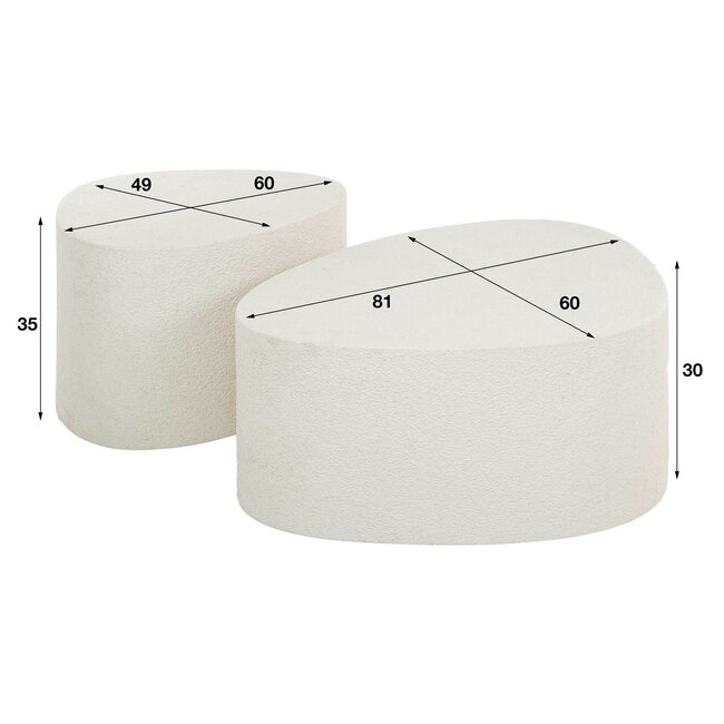 WoonStijl Salontafel driehoekig stone - set van 2