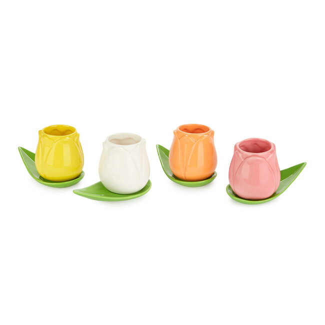 Balvi Koffiekopje Tulp - set van 4 kopjes met schotels