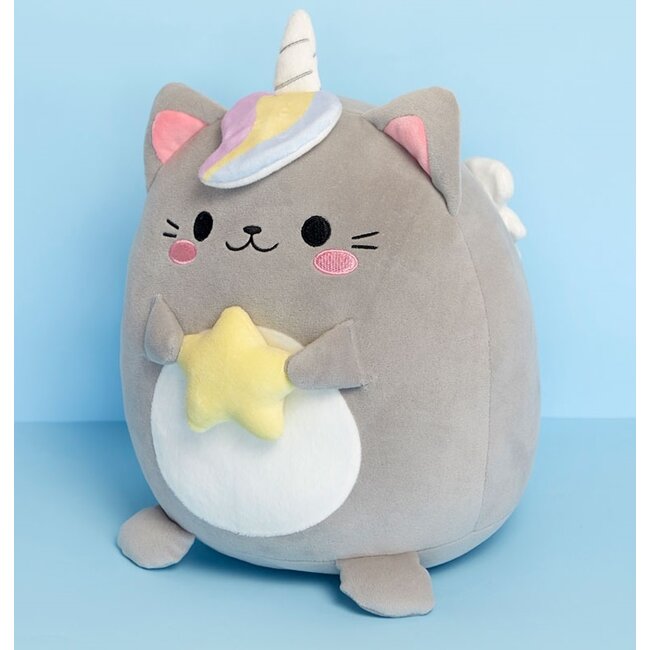 Balvi Katten kussen Fluffy Kawaii Starry grijs