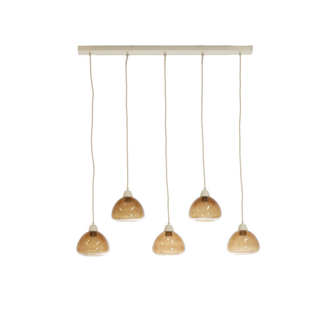 Light en Living Hanglamp 5L 104x19x14 cm BISHO glas bruin+zand