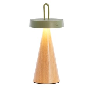 Light & Living Tafellamp LED Ø13x28,5 cm ANKENTA olijf groen+hout naturel