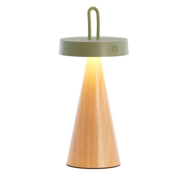 Light & Living Tafellamp LED Ø13x28,5 cm ANKENTA olijf groen+hout naturel