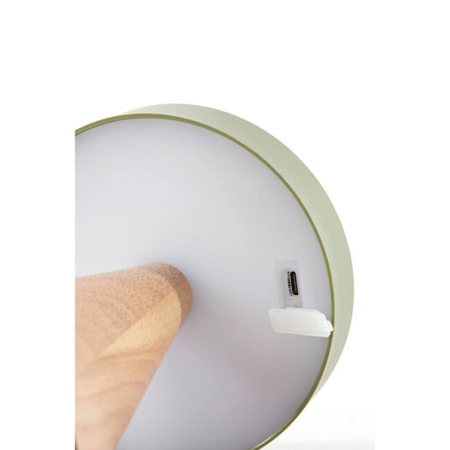 Light en Living Tafellamp LED Ø13x28,5 cm ANKENTA olijf groen+hout naturel