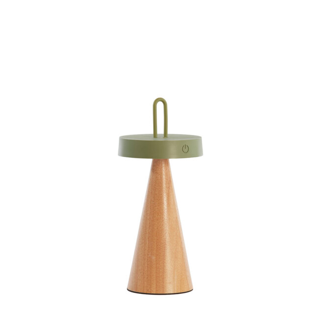 Light en Living Tafellamp LED Ø13x28,5 cm ANKENTA olijf groen+hout naturel