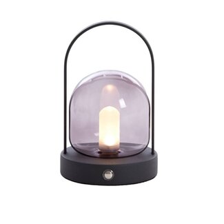 Light en Living Tafellamp LED Ø12x19 cm YEREMI glas  smoke+mat zwart