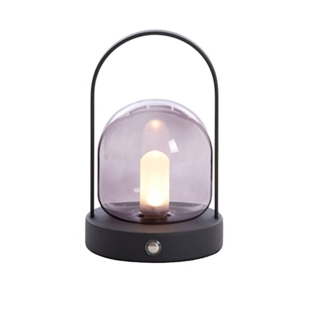 Light & Living Tafellamp LED Ø12x19 cm YEREMI glas  smoke+mat zwart