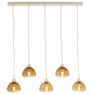 Light en Living Hanglamp 5L 104x19x14 cm BISHO glas bruin+zand
