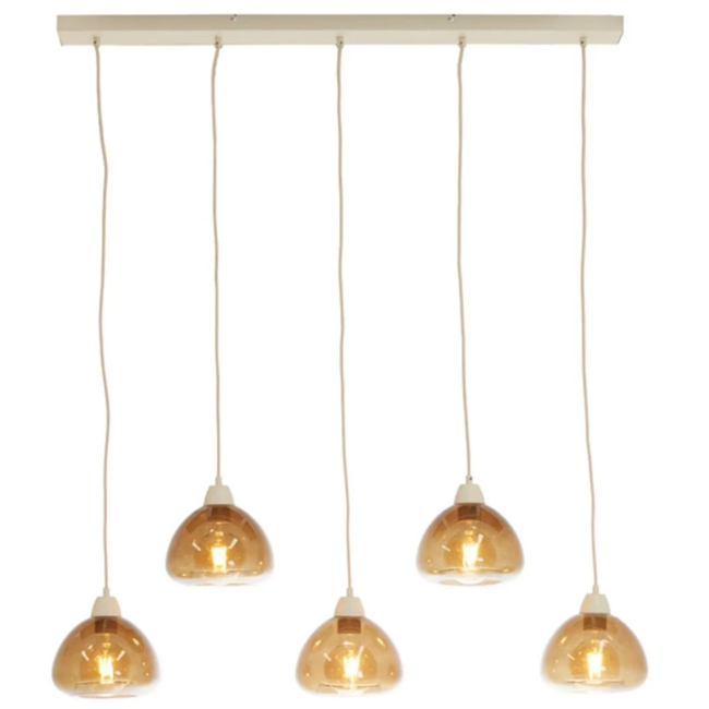 Light & Living Hanglamp 5L 104x19x14 cm BISHO glas bruin+zand