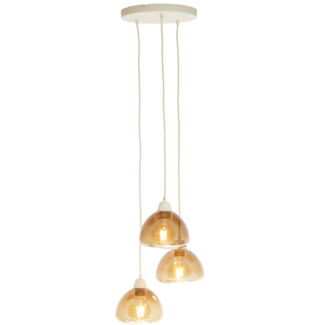 Light & Living Hanglamp 3L Ø30x14 cm BISHO glas bruin+zand