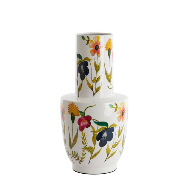 Light en Living Vaas deco Ø28x55 cm YVOTA wit+bloemen print