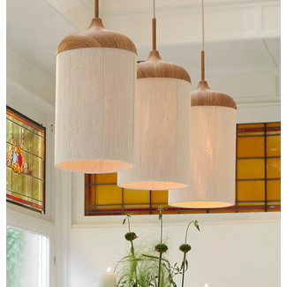 Light & Living Hanglamp 3L 90x22x32 cm DANIA hout print naturel+touw crème
