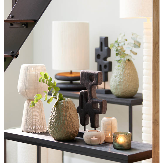 Light en Living Ornament op voet 20x9,5x38,5 cm SALA hout mat zwart