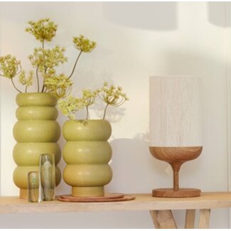 Light en Living Tafellamp Ø22,5x50 cm DANIA hout print naturel+touw crème Light en Living Tafellamp Ø22,5x50 cm DANIA hout print naturel+touw crème