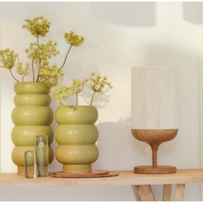 Light en Living Tafellamp Ø22,5x50 cm DANIA hout print naturel+touw crèmeTafellamp Ø22,5x50 cm DANIA hout print naturel+touw crème