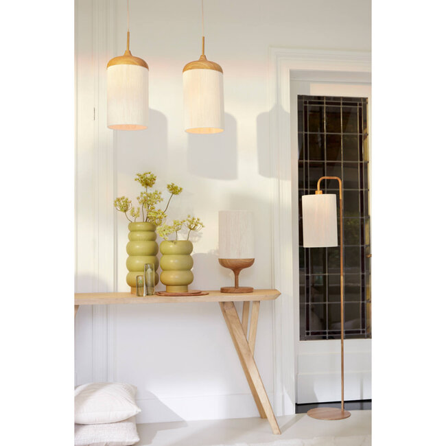 Light en Living Hanglamp 3L 90x22x32 cm DANIA hout print naturel+touw crème