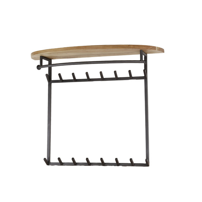 WoonStijl Kapstok round acacia 16 haken met hoedenplank
