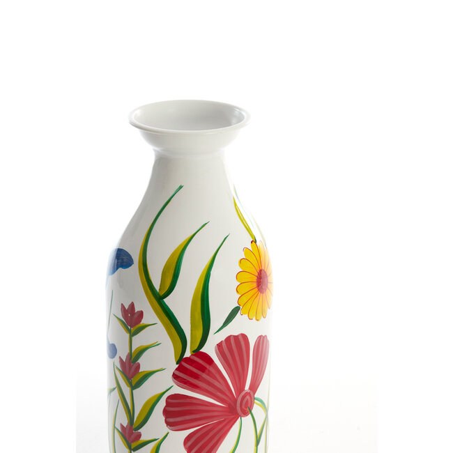 Light en Living Vaas deco Ø15x36 cm EKIMULI  wit+bloemen