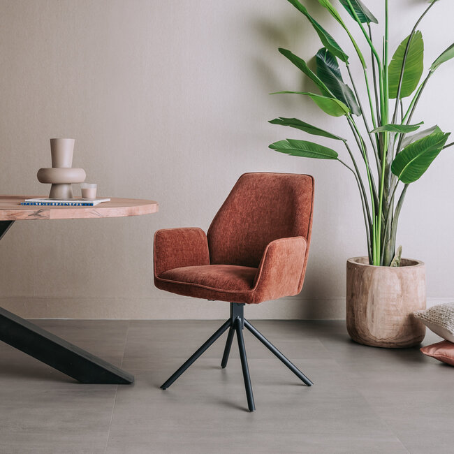 Tower Living Eettafelstoel Amaro Swivel draaistoel Nature 500 koper