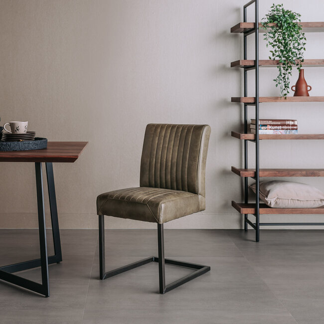 Tower Living Eetkamerstoel Ferro - Cognac, donkerbruin, groen en antraciet