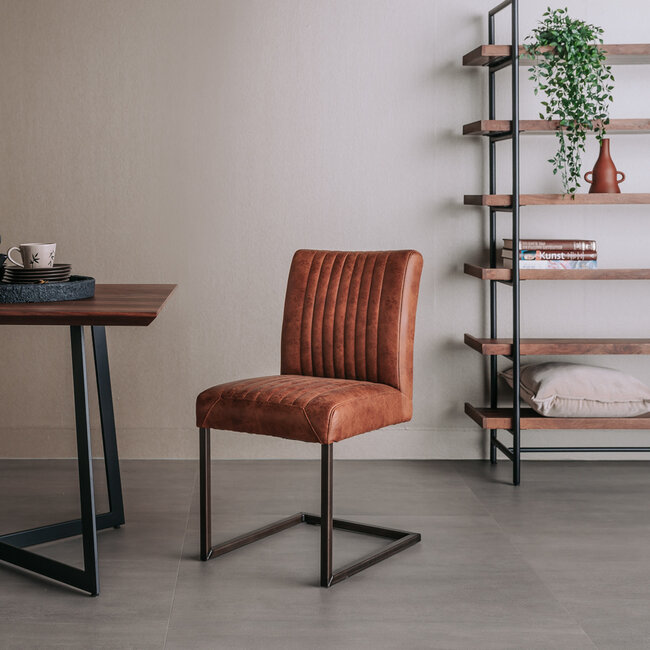 Tower Living Eetkamerstoel Ferro - Cognac, donkerbruin, groen en antraciet