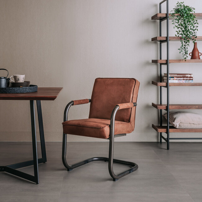 Tower Living Eettafelstoel Volano - Groen, cognac en antraciet