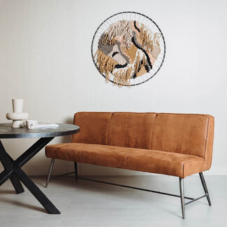 Tower Living Eetkamerbank Belmonte 155 cm  - Grijs, groen en cognac