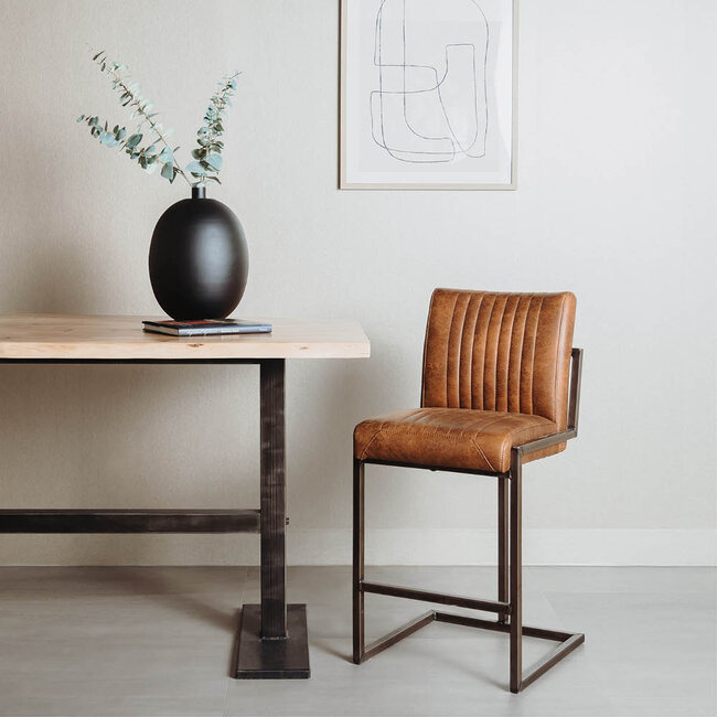 Tower Living Barkruk Ferro - Cognac, donkerbruin, groen en antraciet