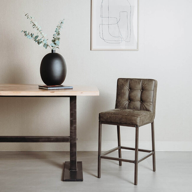 Tower Living Barstoel Vasco - Grijs, bruin, cognac en groen