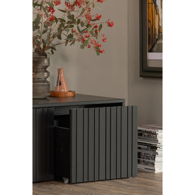 Woood New gravure kistbank grenen zwart [fsc]