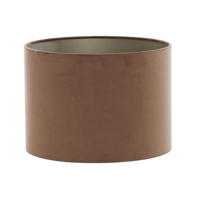QAZQA cilinder velours - lampenkap klassiek - licht - 18 cm - bruin