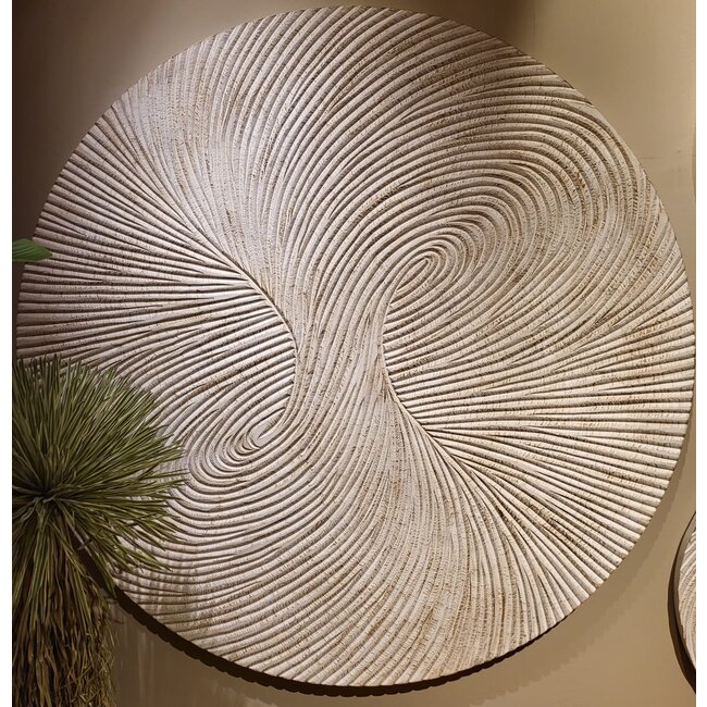 PTMD Wandornament Wiktor Wit MDF rond swirl carved XL
