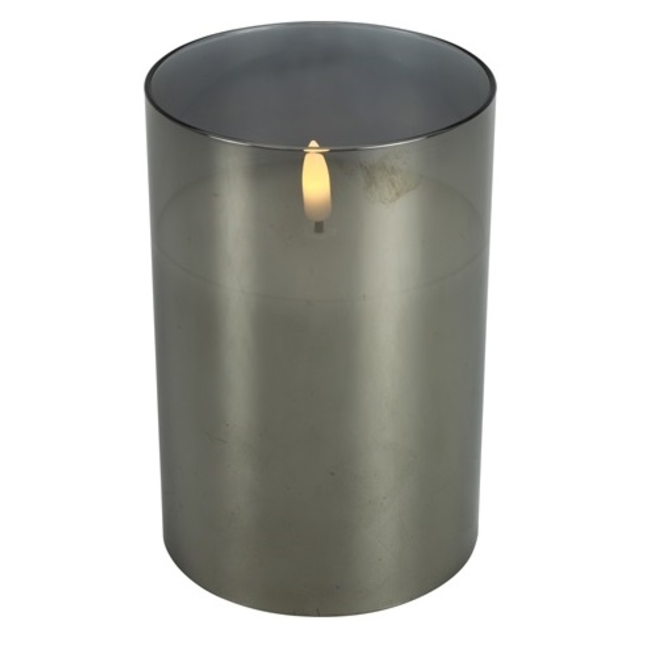 Countryfield Kaars in glas Ø10CM LED Lyon M grijs