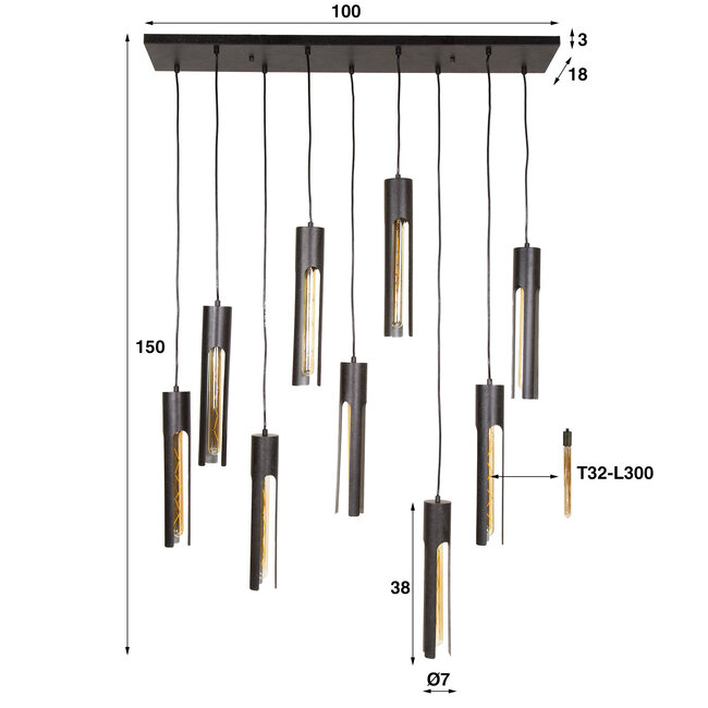 WoonStijl Hanglamp 5+4 tube