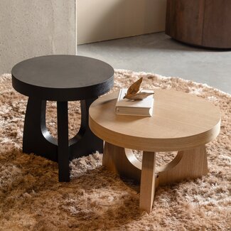 Woood Tala bijzettafel mdf fineer zwart ø45cm