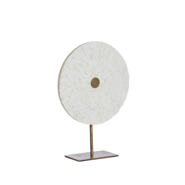 Light en Living Ornament op voet 35x12x50 cm YVO marmer wit+antiek brons