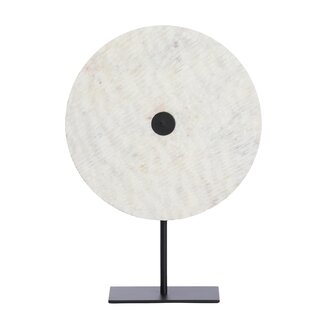 Light en Living Ornament op voet 35x12x50 cm YFKE marmer wit+mat zwart