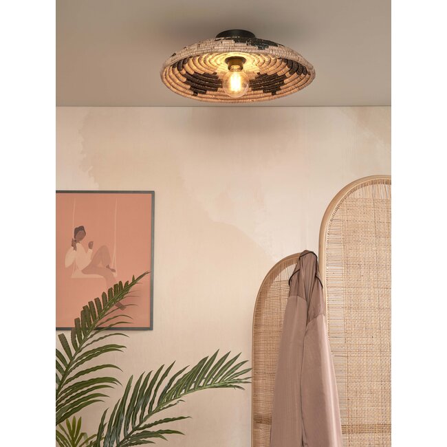 Good&Mojo Plafonniere Andros dia. 45cm zwart/naturel/wit