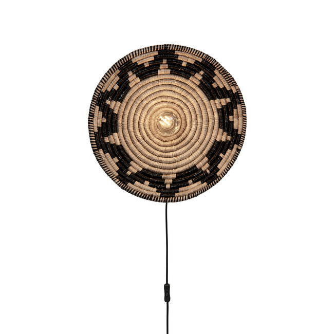 Good&Mojo Wandlamp Andros dia. 45cm zwart/naturel
