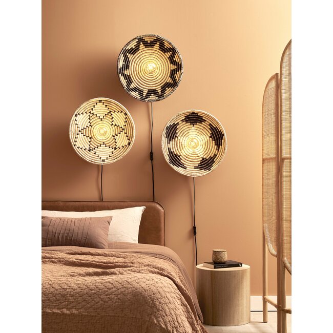 Good&Mojo Wandlamp Andros dia. 45cm zwart/naturel