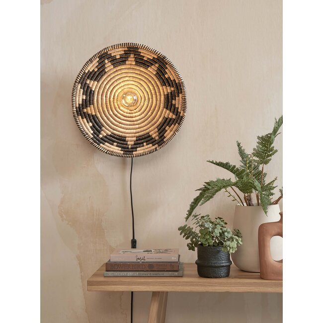Good&Mojo Wandlamp Andros dia. 45cm zwart/naturel