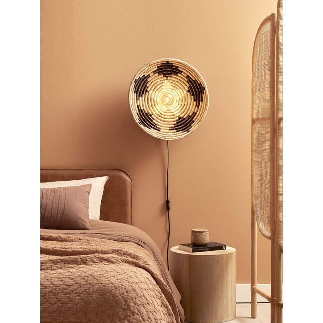 Good&Mojo Wandlamp Andros dia. 45cm zwart/naturel/wit