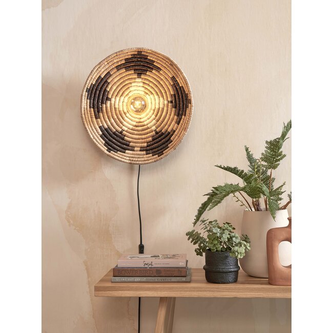 Good&Mojo Wandlamp Andros dia. 45cm zwart/naturel/wit