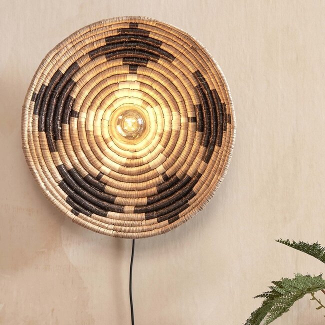 Good&Mojo Wandlamp Andros dia. 45cm zwart/naturel/wit
