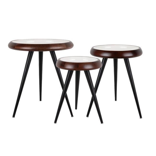 Leitmotiv Bijzettafel set van 3 Tripod met metalen poten