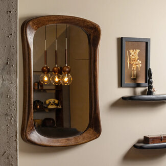 Woood Glittering spiegel met houten frame walnoot