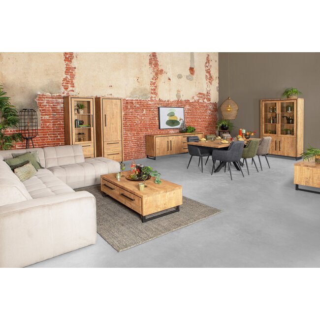 WoonMax Rimini Wandkast 1 deur en 2 lades Lamulux mango