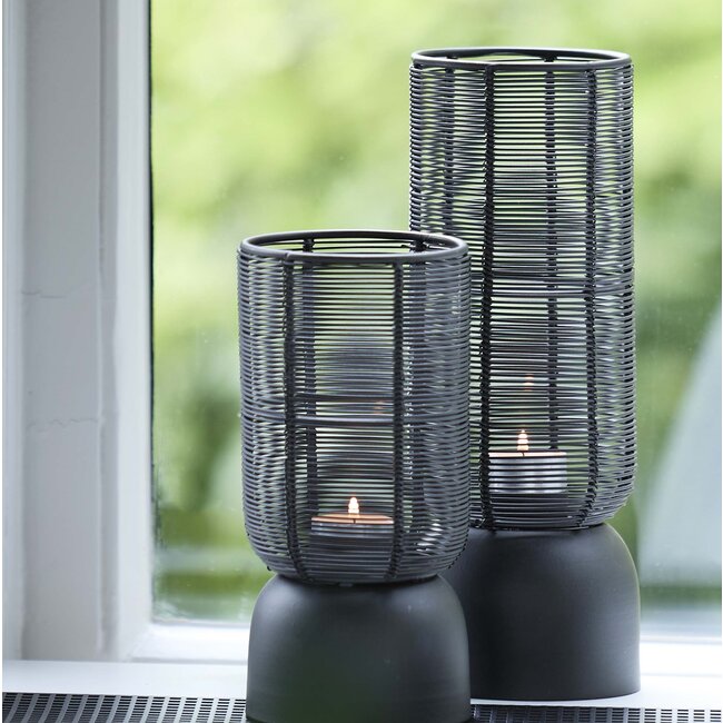 Light en Living Windlicht Lezuza mat zwart Ø10x21 cm