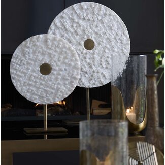 Light en Living Ornament op voet 35x12x50 cm YVO marmer wit+antiek brons
